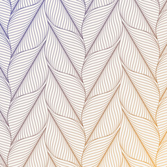 Abstract leaves vector pattern, repeating abstract linear leaves. Pattern is clean for fabric, wallpaper, printing. Pattern is on swatches panel