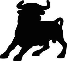 Bull. Symbol of 2021. Vector graphics. Black silhouette.