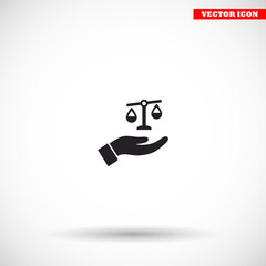 scales in his hand icon , lorem ipsum Flat design