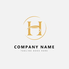 Simple coffee logo template. Letter 