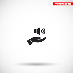 speaker icon in the hand , lorem ipsum Flat design