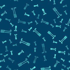 Naklejka premium Green line Golf club icon isolated seamless pattern on blue background. Vector Illustration