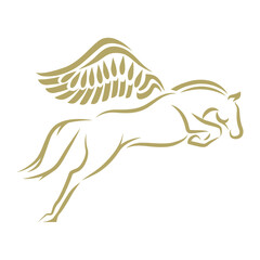 Pegasus. Gold horse with wings 