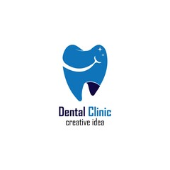 design logo vector illustration of dentistry, dental clinic, family dental health care, healthy tooth
