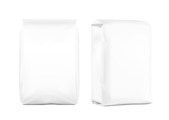 High realistic clean vertical bag mockup. Perspective and front view. Vector illustration isolated on white background. Easy to use for presentation your product, idea, promo, design. EPS10.