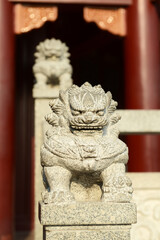Chinese Stone Lion in Chinese Temple