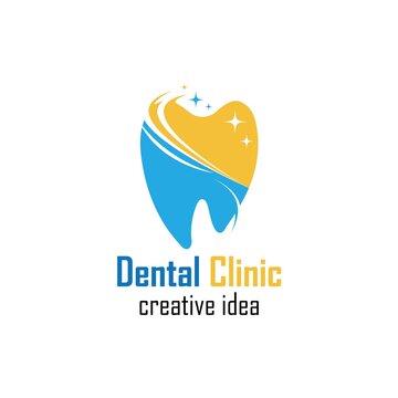 design logo vector illustration of dentistry, dental clinic, family dental health care, healthy tooth
