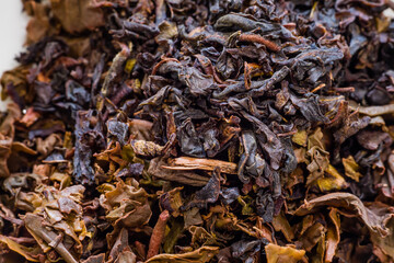 Used and unused dry herbal tea leaves