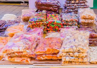 Bags of candy and dried fruit