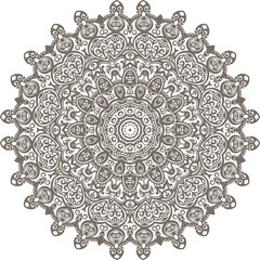 Mandala Design in a white background.Grey Color Decorative Design.