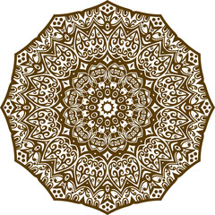 Mandala Design in a white background.Deep Brown Color Decorative Design.