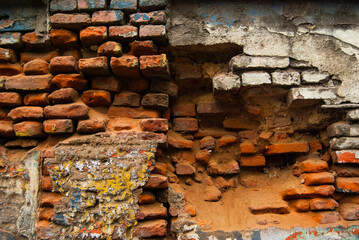 Dilapidated brick wall