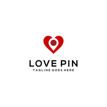 Creative luxury abstract modern pin location with heart logo icon template