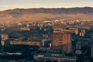 Fototapeta premium Dilapidated residential buildings in northern Tbilisi. 
