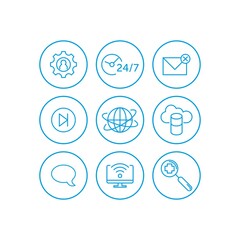 Computer science and software development. IT industry, code programming and computing technologies concept. Modern thin line art icons. Linear style illustrations isolated on white.