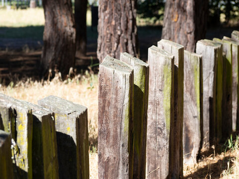 Vintage Style Old Wood Fence Made From Railway Sleeper