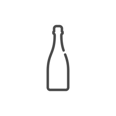 Shampagne bottle in flat style on white background. Simple template design. Beverage icon design. Isolated illustration outline object. One line symbol of an alcoholic drink. Single shape drink .