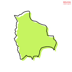 Green Map of Bolivia with Outline Vector Design Template. Editable Stroke