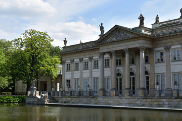Fototapeta na wymiar Royal Lazienki park, Palace on the Isle, also known as Baths Palace (Warsaw's Royal Baths), historic landmark in Warsaw, Poland