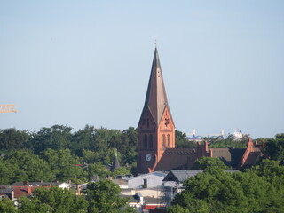 Fototapeta na wymiar Rostock Warnemünde - Blick auf die Kirche