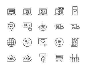 shopping online icons . pixel perfect vector illustration