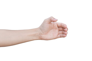 Man hand isolated on white background with clipping path.