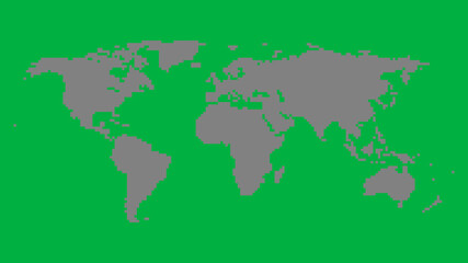 World map on green background. World map template with continents, North and South America, Europe and Asia, Africa and Australia