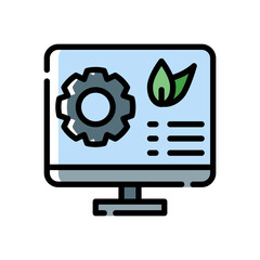 eco mechanism settings icon in filled line style. vector illustration for graphic design, website, UI isolated on white background. EPS 10