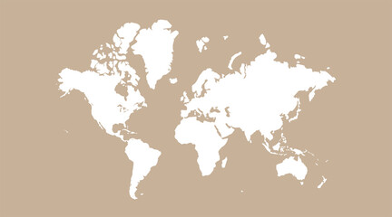 Fototapeta na wymiar World map on white background. World map template with continents, North and South America, Europe and Asia, Africa and Australia