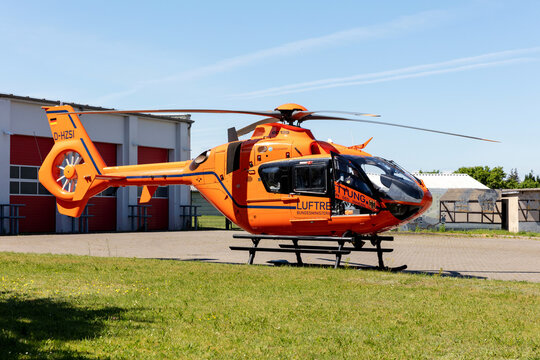 KRAKOW AM SEE, GERMANY - JUNE 16, 2020: German Air Ambulance of the Federal Ministry of the Interior