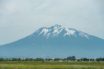 【青森県岩木山】津軽平野の水田と岩木山