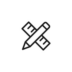 Pencil and ruler icon. Design symbol modern, simple, vector, icon for website design, mobile app, ui. Vector Illustration