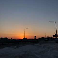 sunset in the highway, way back home