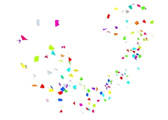 Multi-colored confetti flying in a circle