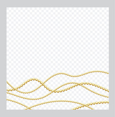 Mardi Gras. Golden or Bronze Color Round Chain. Realistic String Beads insulated. Decorative element. Gold Bead Design. Vector illustration.