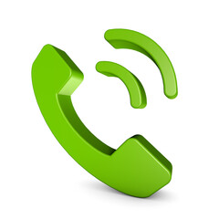 Telefon Kontakt Symbol in grün 3D Render