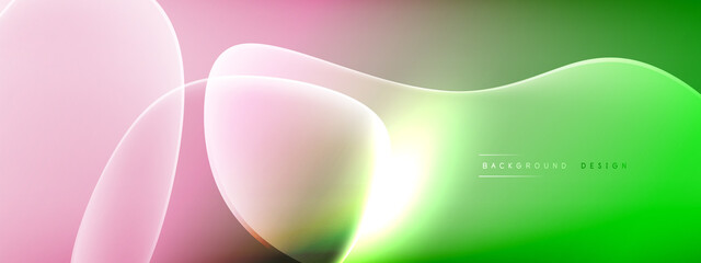 Vector abstract background - liquid bubble shapes on fluid gradient with shadows and light effects. Shiny design template for text