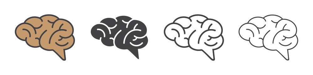 Human brain icon, brain in different style, vector illustration