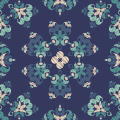 Obraz premium Paisley ornament. Seamless background. Design with manual hatching. Drawing. Ikat. Vector illustration for web design or print.