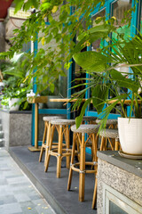 table and chairs in a garden
