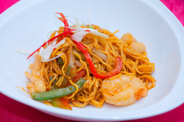 Dried pork noodles.
