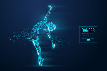 Abstract silhouette of a wireframe dancing woman. Dancer, girl, ballerina on the blue background. Convenient organization of eps file. Vector illustration. Thanks for watching © matrosovv