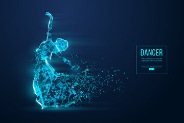 Abstract silhouette of a wireframe dancing woman. Dancer, girl, ballerina on the blue background. Convenient organization of eps file. Vector illustration. Thanks for watching © matrosovv