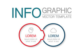 Vector infographic template with 2 steps or options. Data presentation, business concept design for web, brochure, diagram.