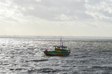 Colourful boat in the sea