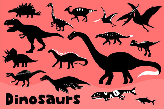 Cute vector illustration of Dinosaur silhouette