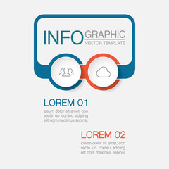 Vector infographic template with 2 steps or options. Data presentation, business concept design for web, brochure, diagram.