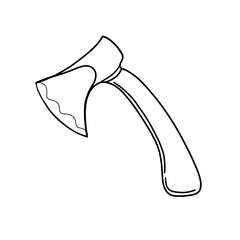 Tourist hand axe, the axe of the Woodman. A tool for cutting down trees.  Vector illustration in the Doodle style