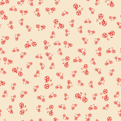 Vector Bicycle weekend illustration, seamless pattern, red pastel design