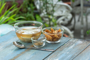 Bean junket / soft bean curd  with sweet warm ginger syrup